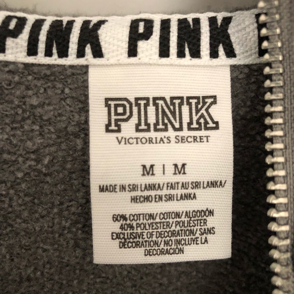 PINK grey white and black zip up. Size medium. - Picture 3 of 5